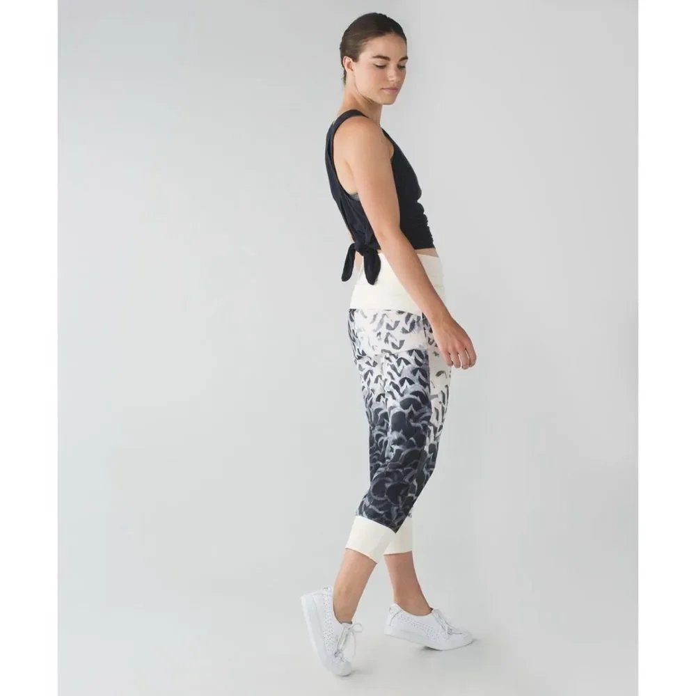 Lululemon Dance To Yoga Pant Pretty Plume Angel Wing Black Boyfriend Fit
